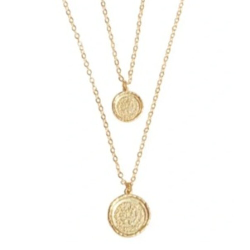 Amber Sceats Double Coin Gold Necklace NWT